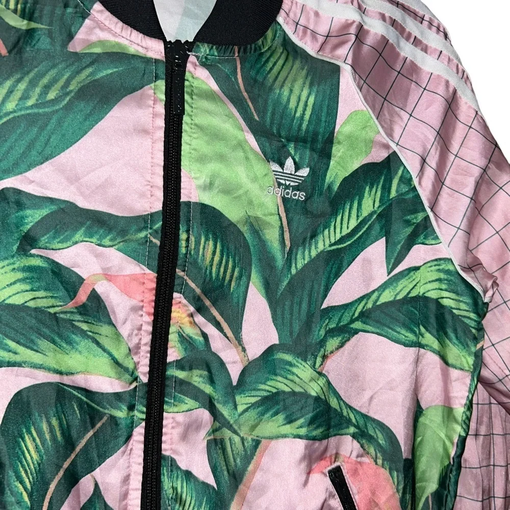 Adidas Originals FARM Rio Pink Leaf Firebird track Jacket palm Leaves size S - Picture 3 of 4